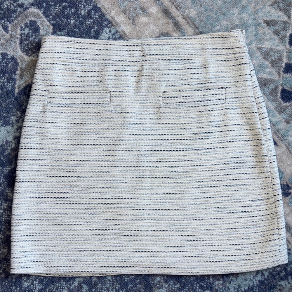 LOFT Cream and Navy Mini Skirt